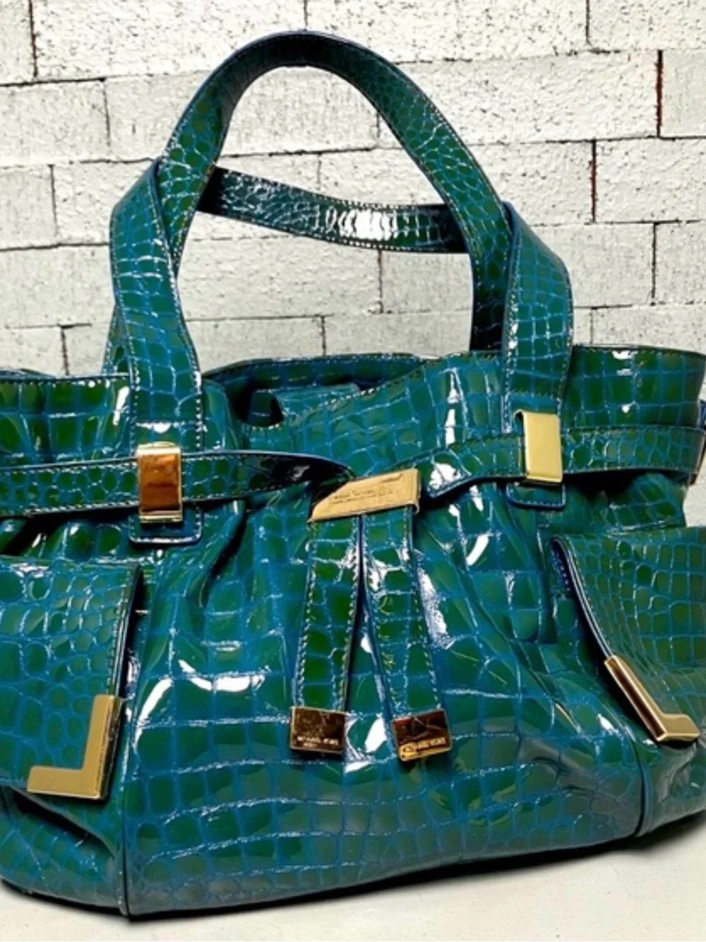 MICHAEL Michael Kors Beverly Satchel Croc-Embossed Patent
